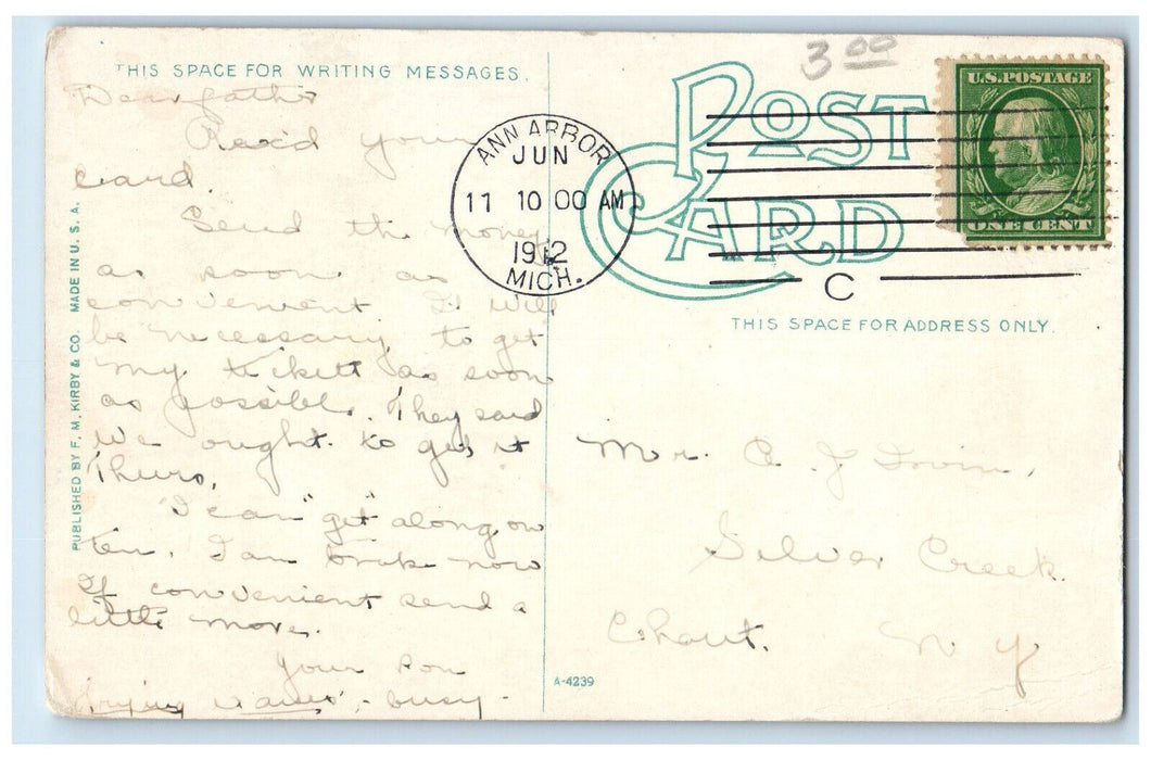 1912 Law Department University of Michigan Ann Arbor Michigan MI Postcard