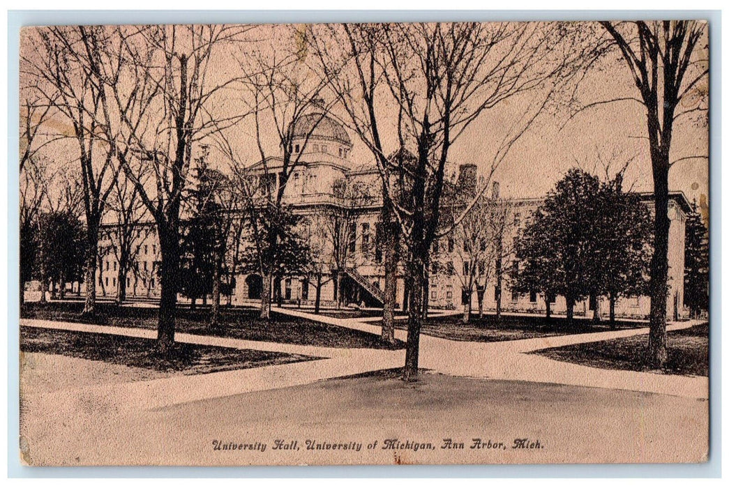 c1910 University Hall University of Michigan Ann Arbor MI Antique Postcard