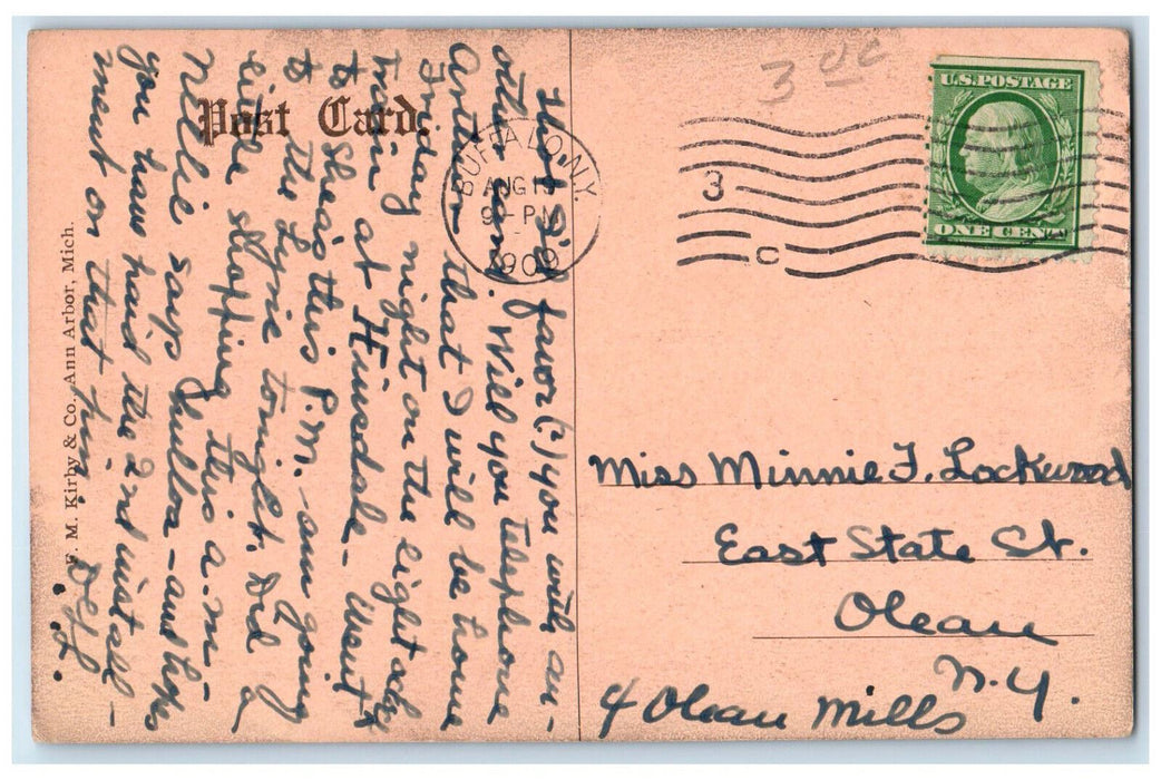 1909 Michigan Union Club House Ann Arbor Michigan MI Antique Postcard