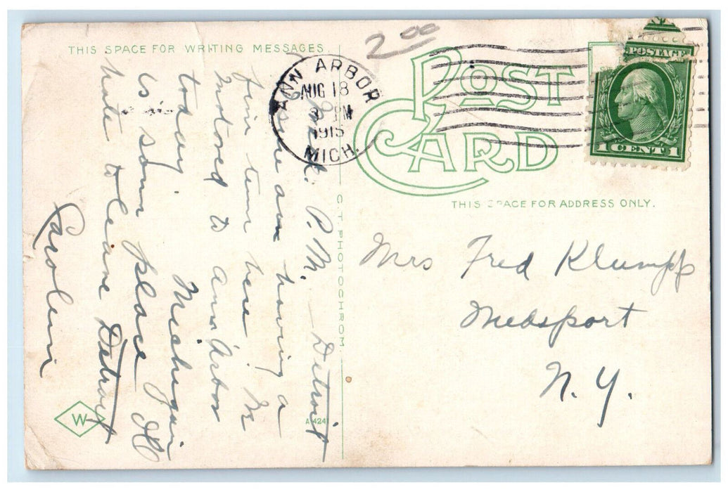 1915 University of Michigan Views Ann Arbor MI Big Letter Multiview Postcard