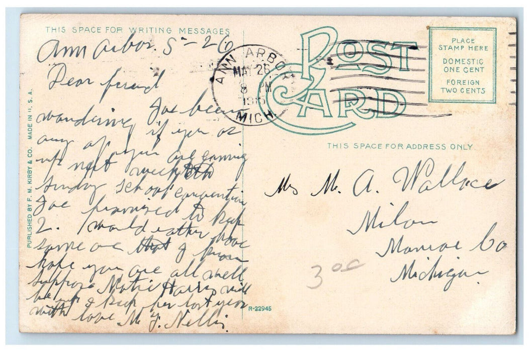 1915 University of Michigan Medical Building Ann Arbor Michigan MI Postcard