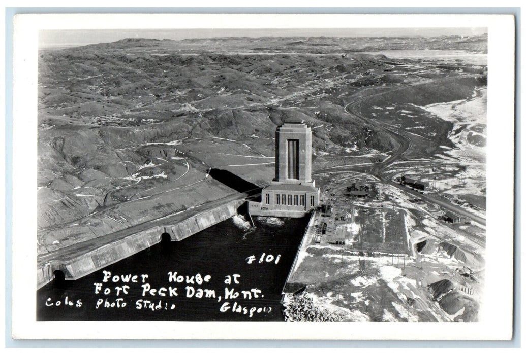 c1950's Power House At Fort Peck Dam Montana MT RPPC Photo Vintage Postcard
