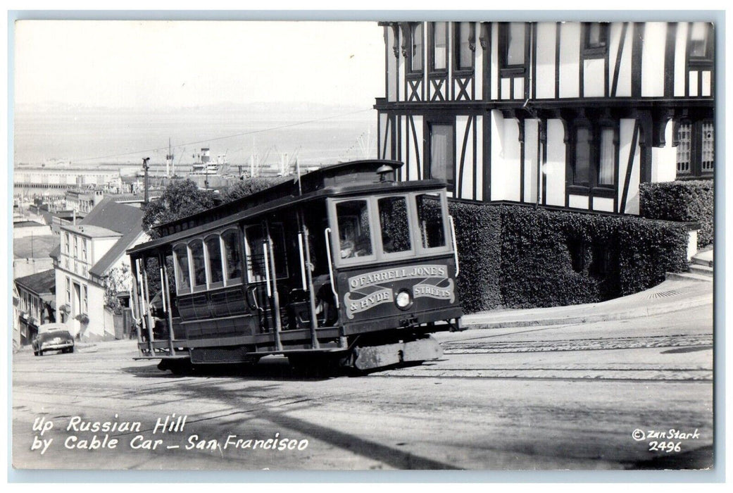 c1940's Russian Hill Cable Car San Francisco California CA RPPC Photo Postcard