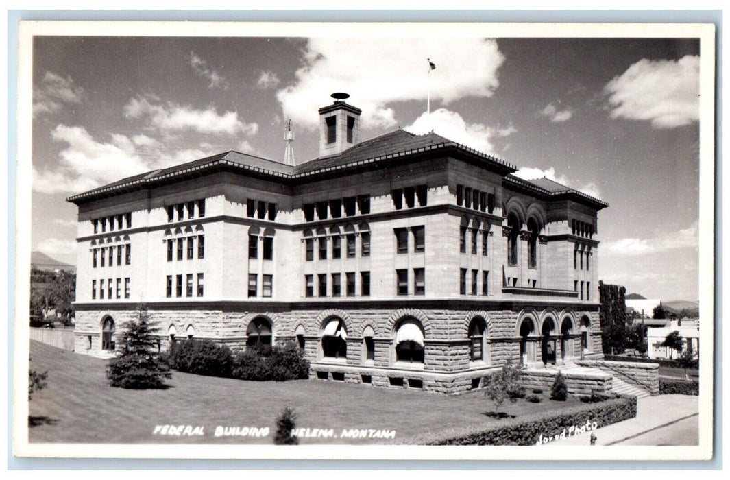 c1950's View Of Federal Building Helena Montana MT RPPC Photo Vintage Postcard