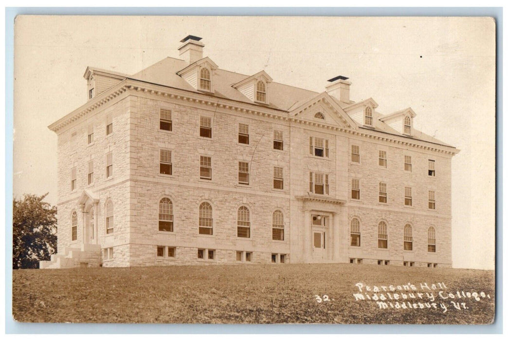 1920 Pearson's Hall Middlebury College Vermont VT RPPC Photo Posted Postcard