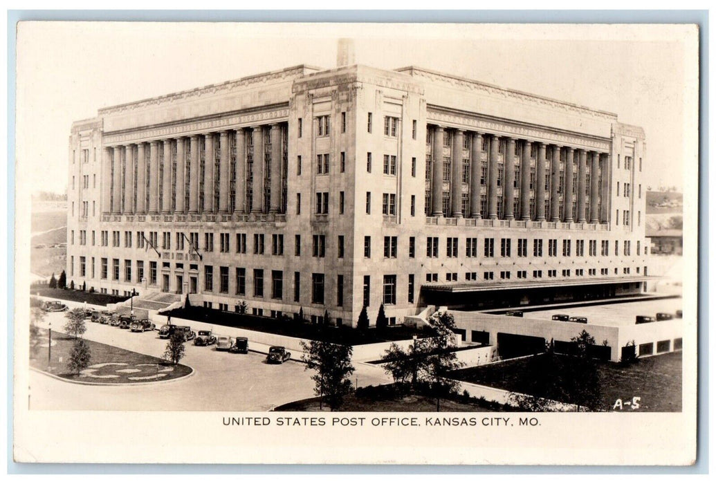 c1940's United States Post Office Building Kansas City MO RPPC Photo Postcard