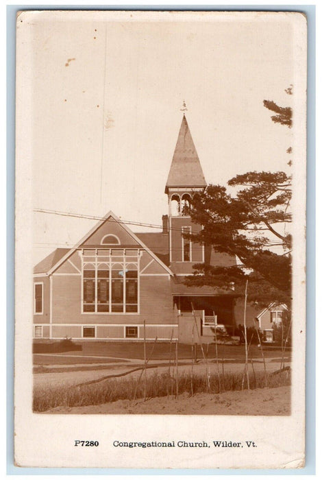 c1920's Congregational Church View Wilder Vermont VT RPPC Photo Postcard