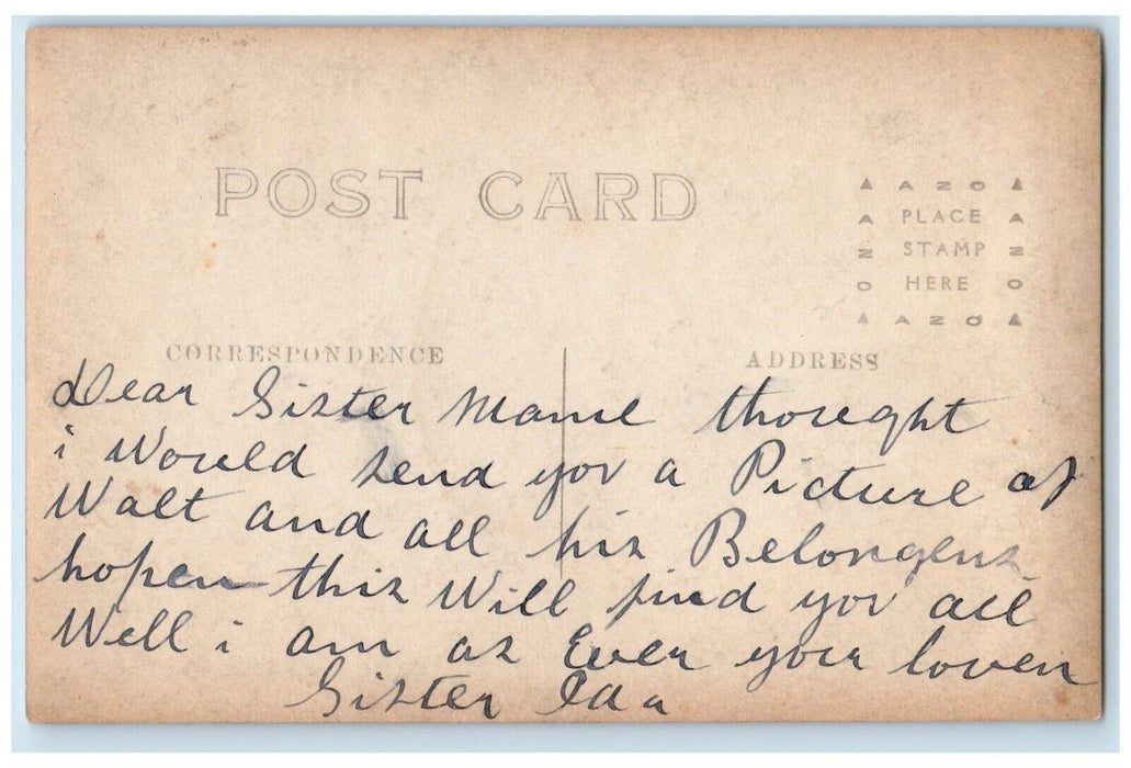 c1910's Mr. Walt with Horse Wagon House Store RPPC Photo Unposted Postcard