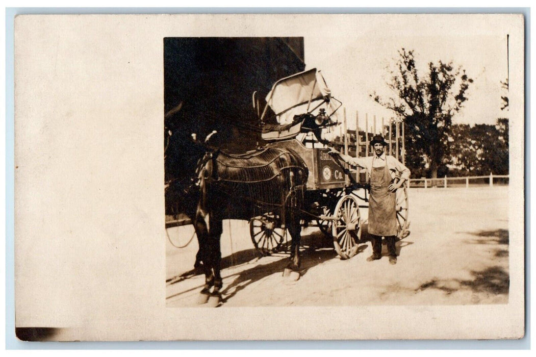 c1910's Star Delivery Company Horse Wagon Occupational RPPC Photo Postcard