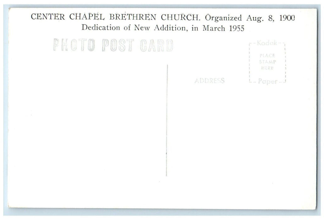 1955 Center Chapel Brethren Church Peru IN RPPC Photo Unposted Postcard
