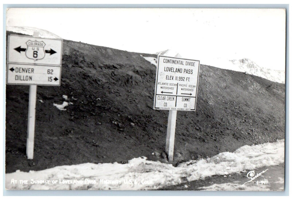 At The Summit Loveland And Pass Highway US 6 Colorado CO RPPC Photo Postcard