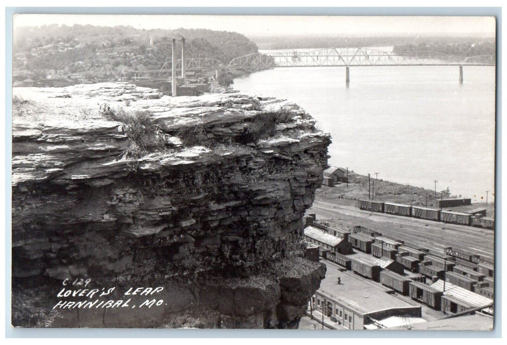 c1940's View Of Lover's Leap Hannibal Missouri MO Vintage RPPC Photo Postcard