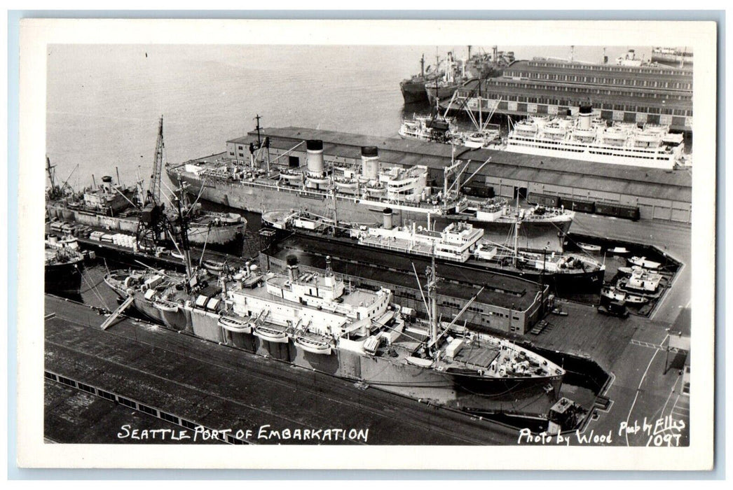 Seattle Port Of Embarkation Steamer Ship Washington WA RPPC Photo Postcard