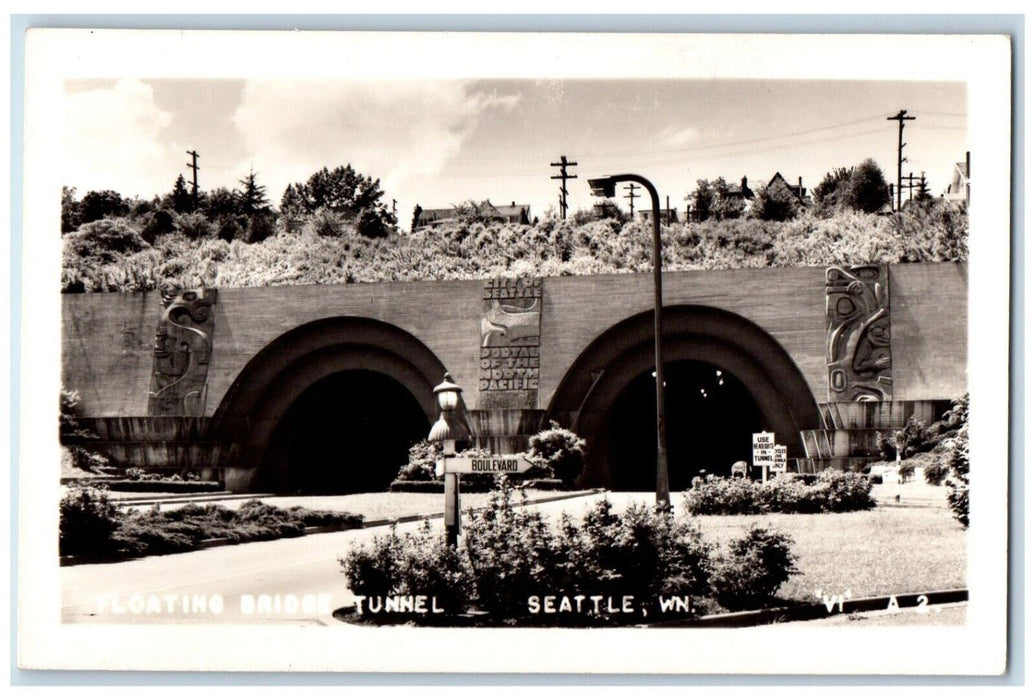 c1940's Floating Bridge Tunnel Seattle Washington WA Vintage RPPC Photo Postcard