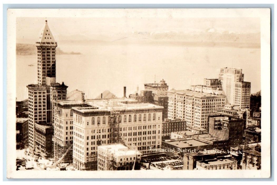 c1940's View Of Financial District Seattle Washington WA RPPC Photo Postcard