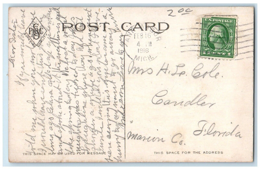 1916 Huron River University Hospital Ann Arbor Michigan MI Antique Postcard