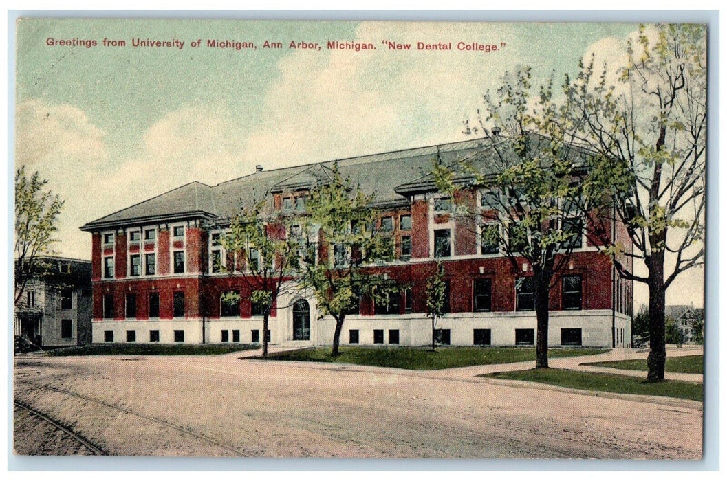c1910 Greetings from University of Michigan Ann Arbor Michigan MI Postcard