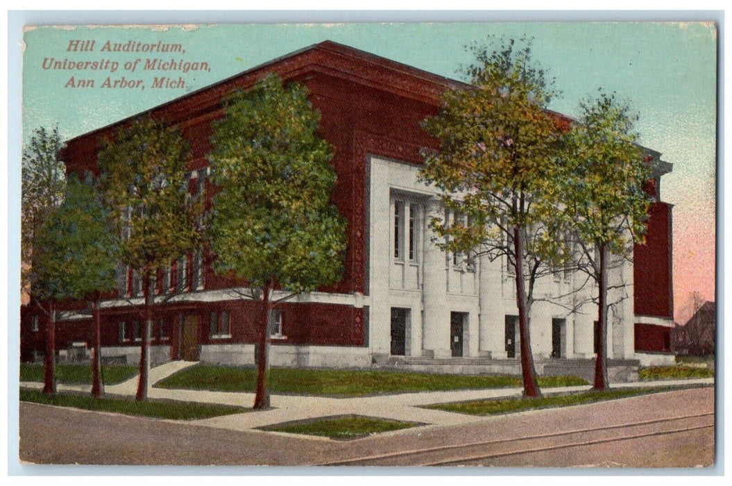 1913 Hill Auditorium University of Michigan Ann Arbor MI Antique Postcard