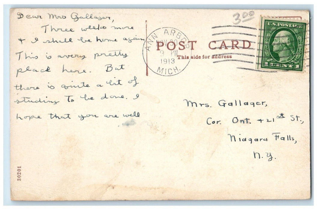 1913 Hill Auditorium University of Michigan Ann Arbor MI Antique Postcard