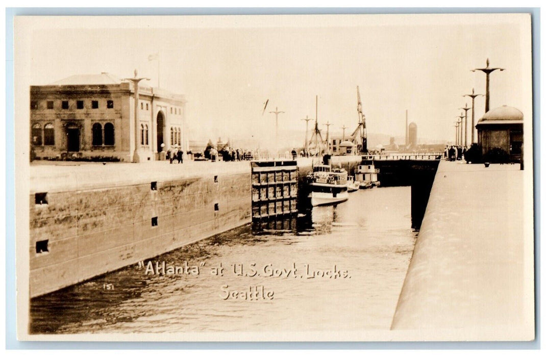 Atlanta At US Gov't Locks Seattle Washington WA RPPC Photo Antique Postcard