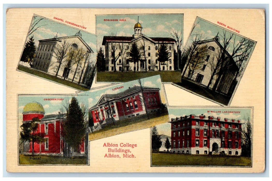 1915 Albion College Buildings Albion Michigan MI Antique Multiview Postcard