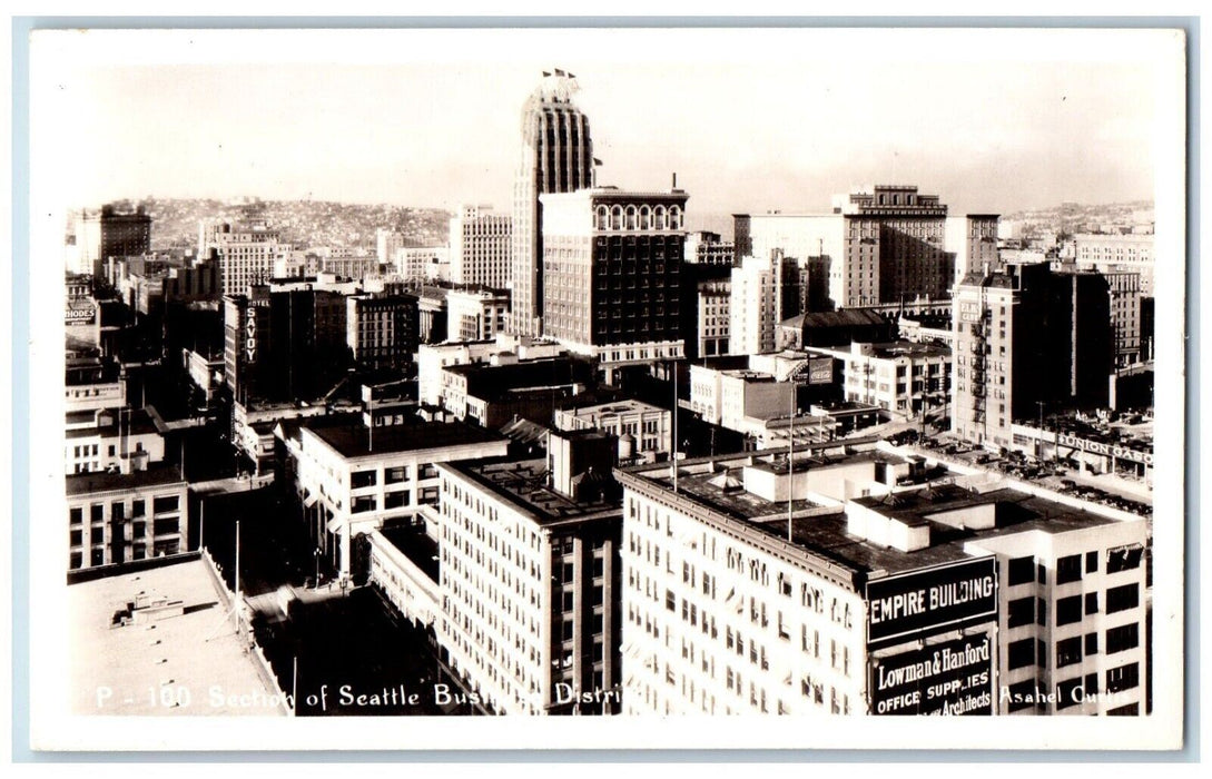 Section Of Seattle Business District Empire Building WA RPPC Photo Postcard
