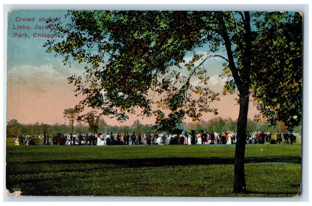 Crowded People Scene At Golf Links Jackson Park Chicago Illinois IL Postcard