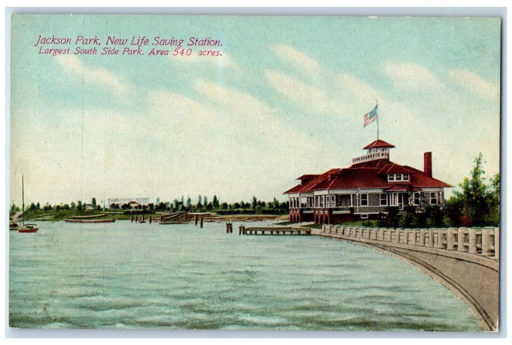 View Of Jackson Park New Life Saving Station Chicago Illinois IL Postcard