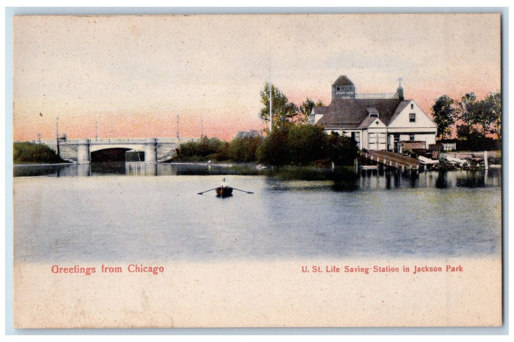 Greetings From Chicago Illinois IL, U. St. Saving Station Jackson Park Postcard