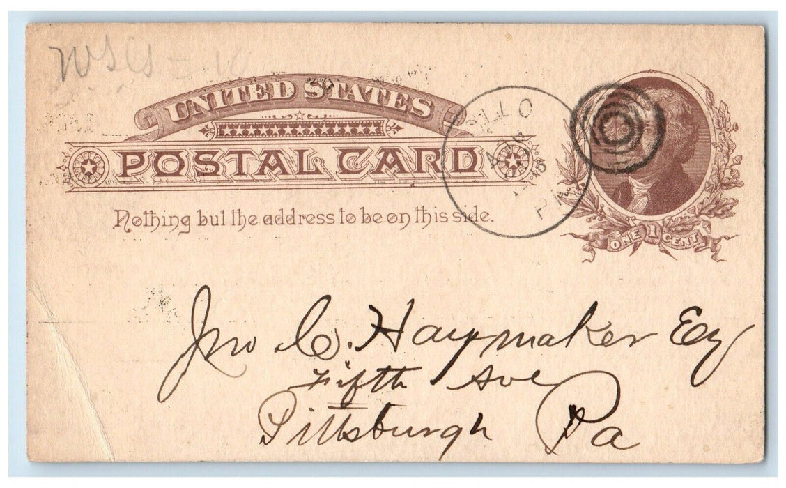 1886 Apollo Savings Apollo Pennsylvania PA Antique Posted Postal Card