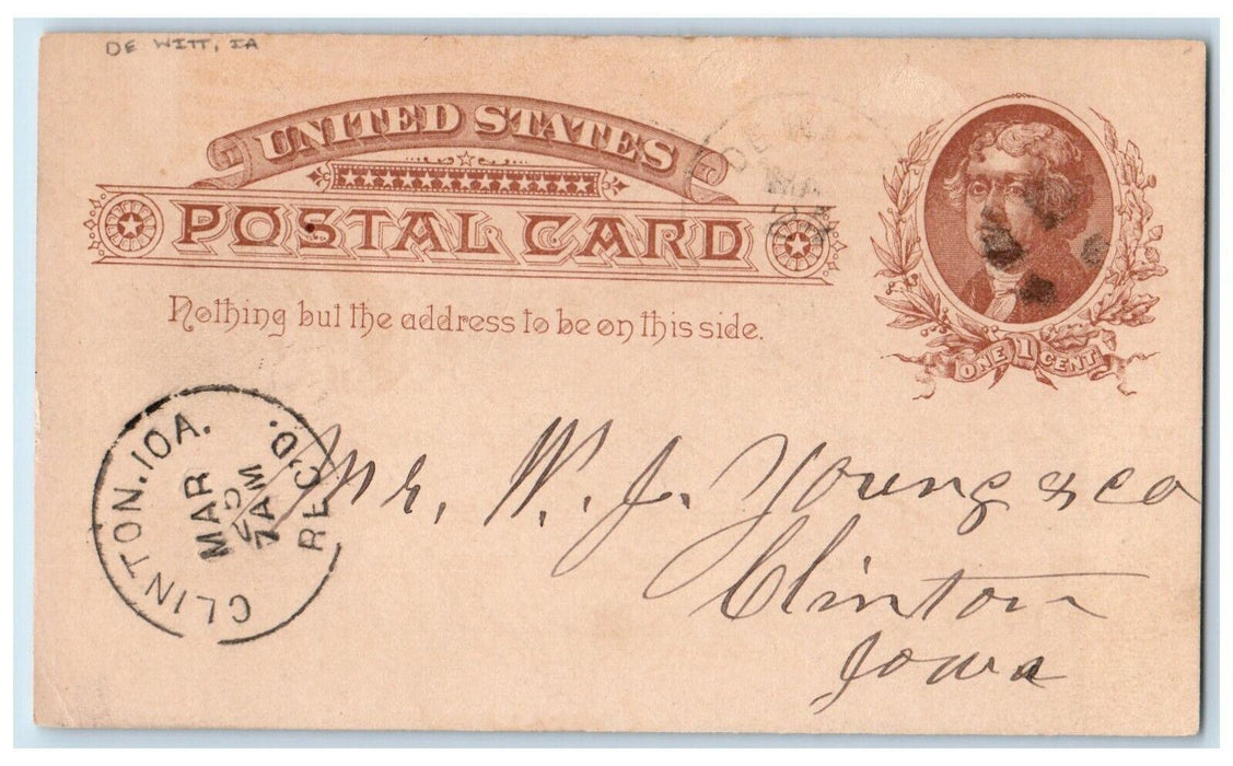 1886 Lumber Order WJ Young & Co Dewitt Iowa IA Clinton IA Antique Postal Card
