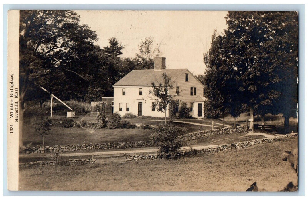 1912 Whittier Birthplace House Haverhill Massachusetts MA RPPC Photo Postcard