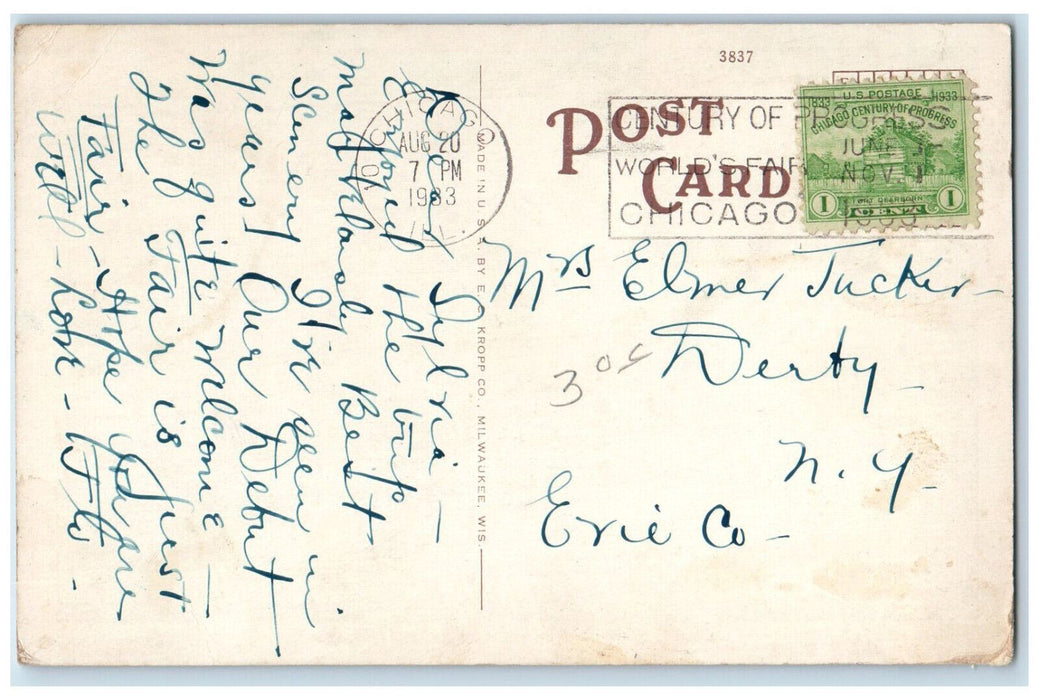 1933 View Of Lobby Congress Hotel And Annex Chicago Illinois IL Vintage Postcard