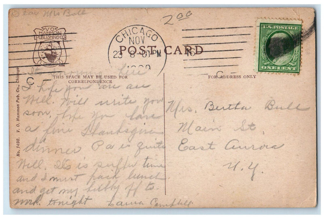 1909 Main Lobby Congress Hotel And Annex Chicago Illinois IL Antique Postcard