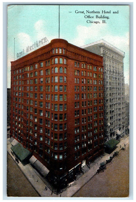 Great Northern Hotel And Office Building Chicago Illinois IL Antique Postcard