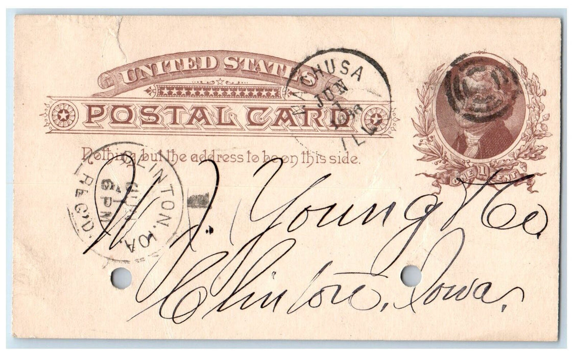 1886 Lumber Price List Nachusa Illinois IL Clinton IA Antique Postal Card