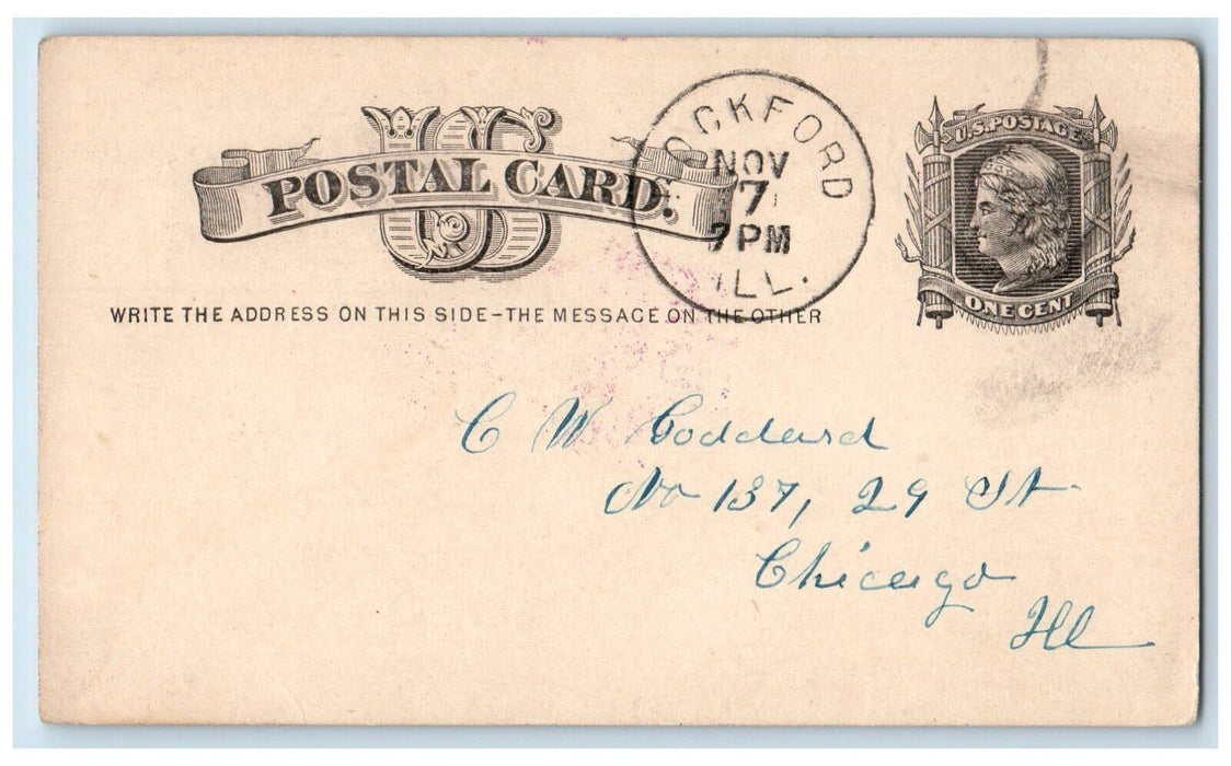 c1880's Well & Happy Rockford Illinois IL Chicago IL Antique Postal Card