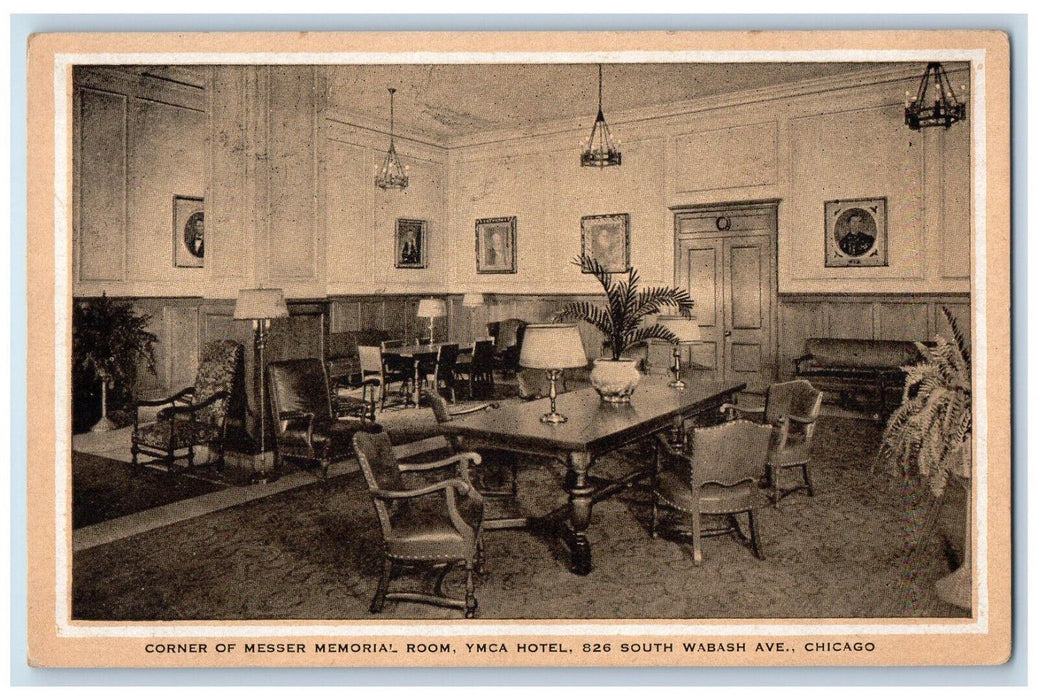 Corner Of Messer Memorial Room Y.M.C.A Hotel Chicago Illinois IL Postcard