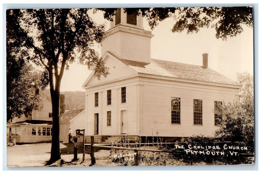 c1930's The Coolidge Church Plymouth Vermont VT Vintage RPPC Photo Postcard