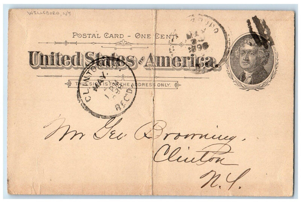 1898 Letter to Browning Succeed EB Robbins Willsboro New York NY Postal Card