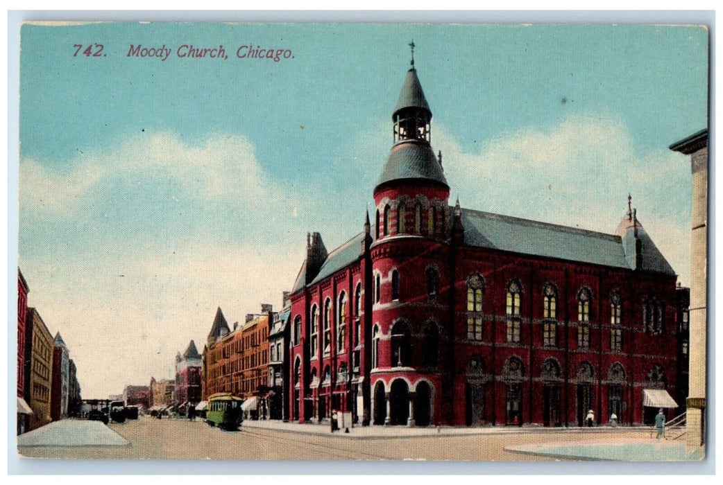 Moody Church Exterior Scene Chicago Illinois IL Antique Unposted Postcard
