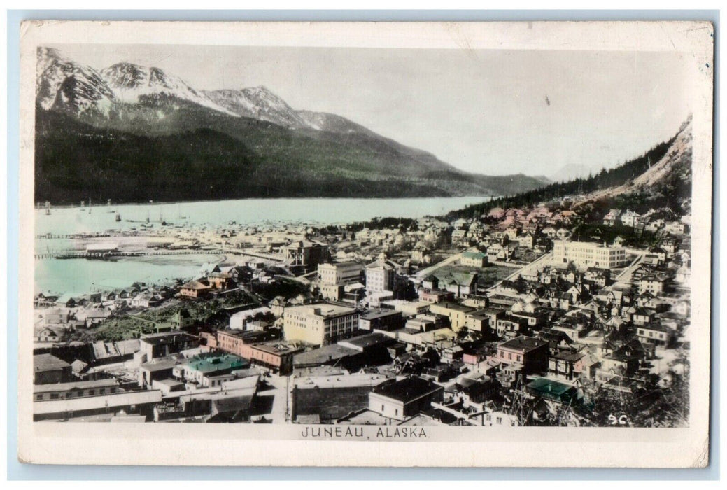 c1930's Bird's Eye View Of Juneau Alaska AK RPPC Photo Posted Vintage Postcard