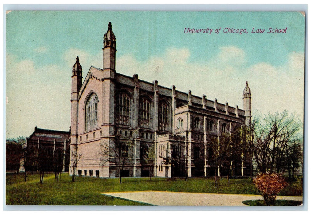 View Of University Of Chicago Law School Illinois IL Antique Unposted Postcard
