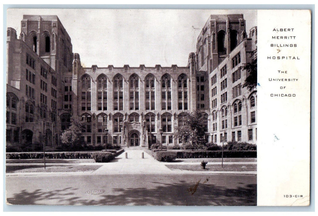 1952 Entrance To Albert Merritt Billings Hospital Chicago Illinois IL Postcard