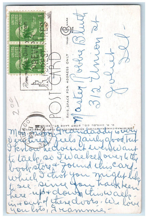 1952 Entrance To Albert Merritt Billings Hospital Chicago Illinois IL Postcard