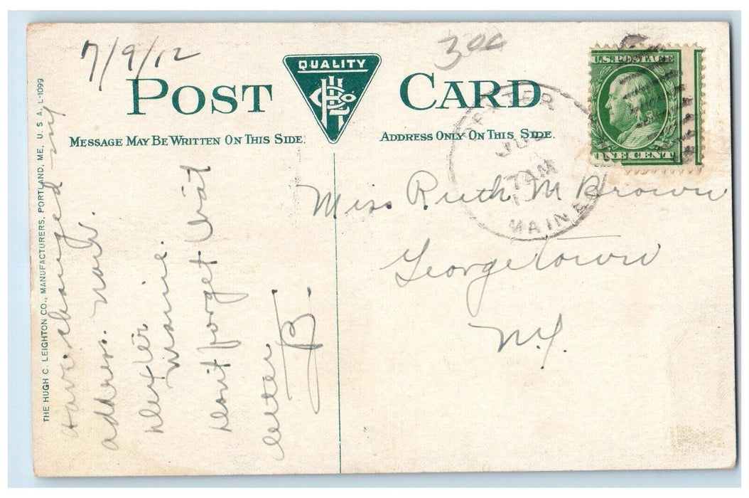 1910 Bridge Across Androscoggin River Train Railroad Lewsiton Maine ME Postcard