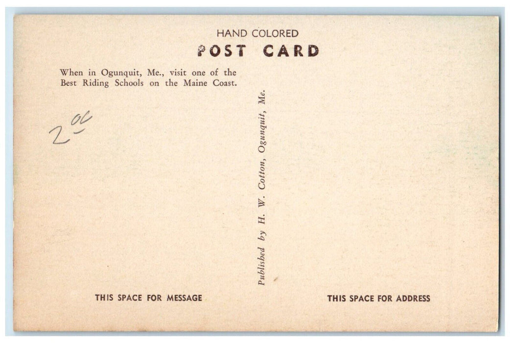 c1940 Sparhawk Park Riding School Exterior Building Ogunquit Maine ME Postcard