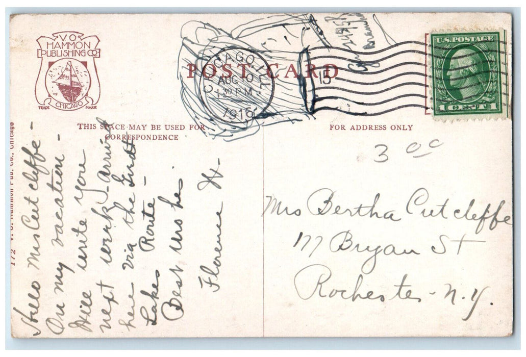 1916 Interior View OF Chicago Public Library Illinois IL Antique Posted Postcard