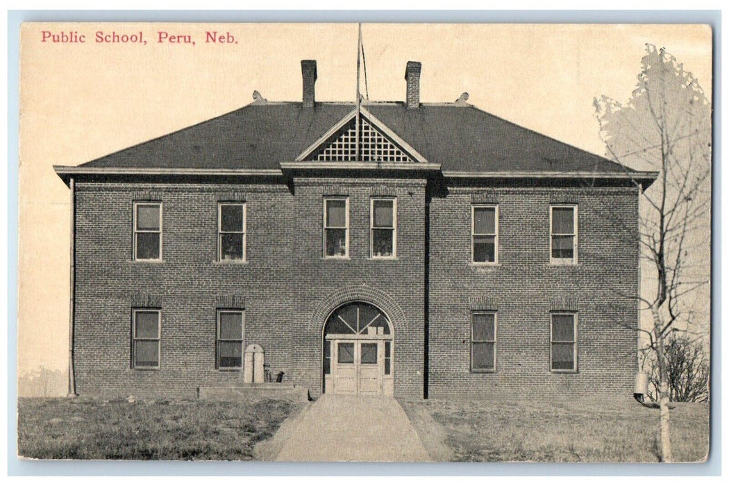 c1910 Public School Exterior Building Peru Nebraska NE Vintage Antique Postcard