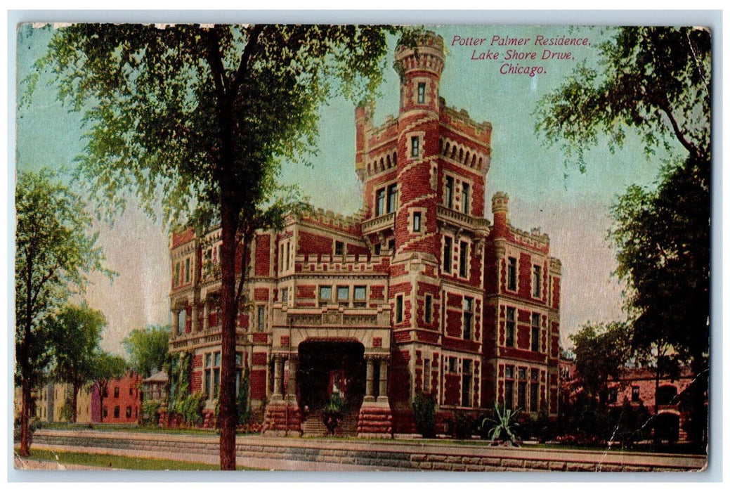 1912 Potter Palmer Residence Lake Shore Drive Chicago Illinois IL Postcard